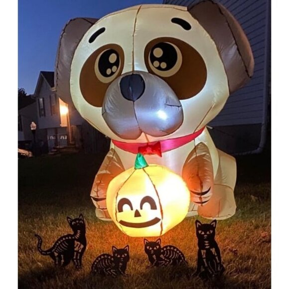 5 FT Halloween Inflatables Dog Outdoor Yard Decorations Blow Up Pug - Picture 1 of 1